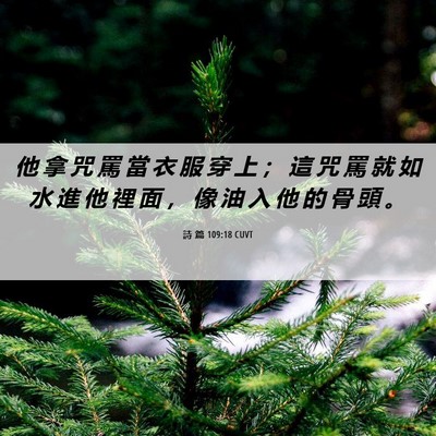 Picture 06 - 詩 篇 109:18 CUVT - 他 拿 咒 罵 當 衣 服 穿 上 ； 這 咒 - Bible Verse Picture