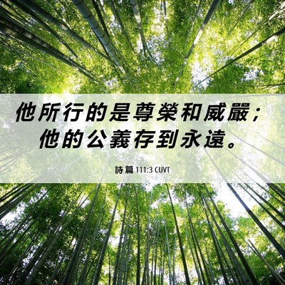 Picture 06 - 詩 篇 111:3 CUVT - 他 所 行 的 是 尊 榮 和 威 嚴 ； 他 - Bible Verse Picture