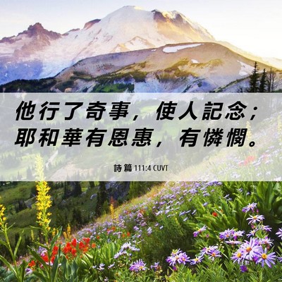 Picture 06 - 詩 篇 111:4 CUVT - 他 行 了 奇 事 ， 使 人 記 念 ； 耶 - Bible Verse Picture