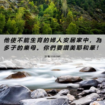 Picture 06 - 詩 篇 113:9 CUVT - 他 使 不 能 生 育 的 婦 人 安 居 家 - Bible Verse Picture