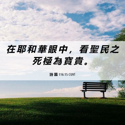 Picture 06 - 詩 篇 116:15 CUVT - 在 耶 和 華 眼 中 ， 看 聖 民 之 死 - Bible Verse Picture