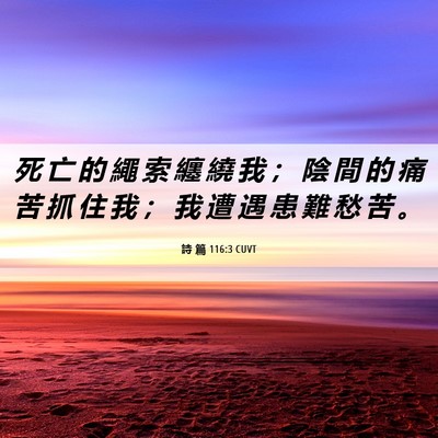 Picture 06 - 詩 篇 116:3 CUVT - 死 亡 的 繩 索 纏 繞 我 ； 陰 間 的 - Bible Verse Picture