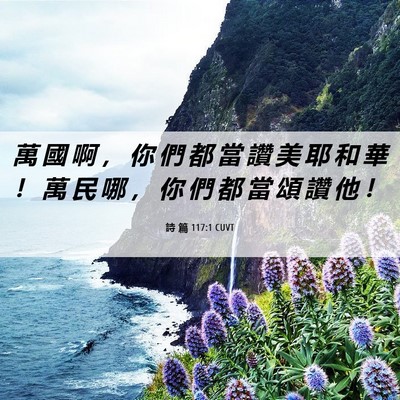 Picture 06 - 詩 篇 117:1 CUVT - 萬 國 啊 ， 你 們 都 當 讚 美 耶 和 - Bible Verse Picture
