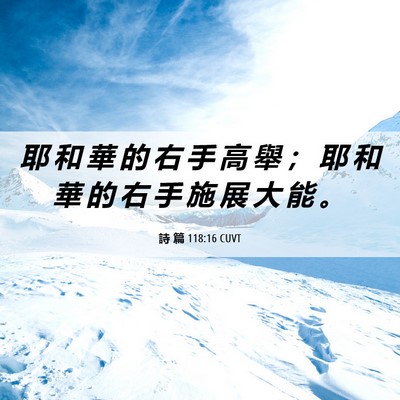 Picture 06 - 詩 篇 118:16 CUVT - 耶 和 華 的 右 手 高 舉 ； 耶 和 華 - Bible Verse Picture