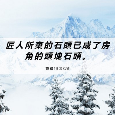 Picture 06 - 詩 篇 118:22 CUVT - 匠 人 所 棄 的 石 頭 已 成 了 房 角 - Bible Verse Picture