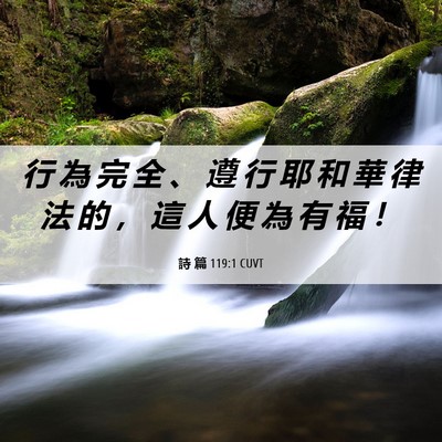 Picture 06 - 詩 篇 119:1 CUVT - 行 為 完 全 、 遵 行 耶 和 華 律 法 - Bible Verse Picture