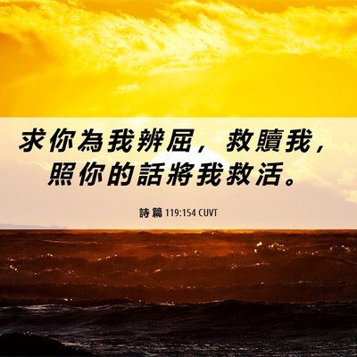Picture 06 - 詩 篇 119:154 CUVT - 求 你 為 我 辨 屈 ， 救 贖 我 ， 照 - Bible Verse Picture