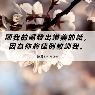 Picture 06 - 詩 篇 119:171 CUVT - 願 我 的 嘴 發 出 讚 美 的 話 ， 因 - Bible Verse Picture