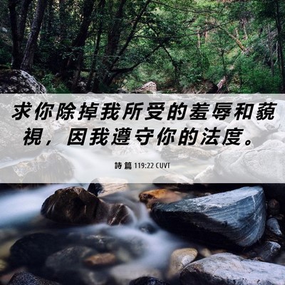 Picture 06 - 詩 篇 119:22 CUVT - 求 你 除 掉 我 所 受 的 羞 辱 和 藐 - Bible Verse Picture