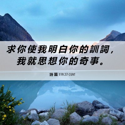Picture 06 - 詩 篇 119:27 CUVT - 求 你 使 我 明 白 你 的 訓 詞 ， 我 - Bible Verse Picture
