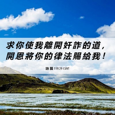 Picture 06 - 詩 篇 119:29 CUVT - 求 你 使 我 離 開 奸 詐 的 道 ， 開 - Bible Verse Picture