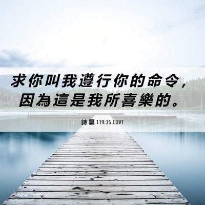 Picture 06 - 詩 篇 119:35 CUVT - 求 你 叫 我 遵 行 你 的 命 令 ， 因 - Bible Verse Picture
