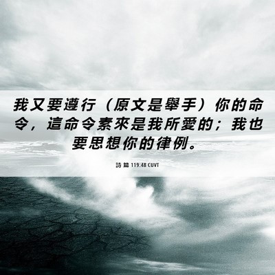 Picture 06 - 詩 篇 119:48 CUVT - 我 又 要 遵 行 （ 原 文 是 舉 手 ） - Bible Verse Picture