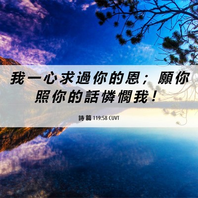 Picture 06 - 詩 篇 119:58 CUVT - 我 一 心 求 過 你 的 恩 ； 願 你 照 - Bible Verse Picture