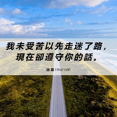 Picture 06 - 詩 篇 119:67 CUVT - 我 未 受 苦 以 先 走 迷 了 路 ， 現 - Bible Verse Picture
