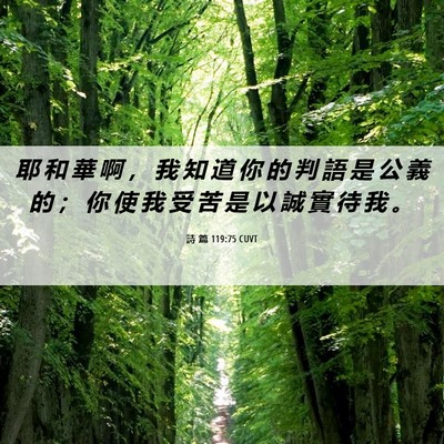Picture 06 - 詩 篇 119:75 CUVT - 耶 和 華 啊 ， 我 知 道 你 的 判 語 - Bible Verse Picture