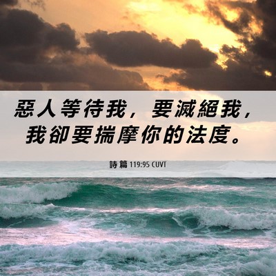 Picture 06 - 詩 篇 119:95 CUVT - 惡 人 等 待 我 ， 要 滅 絕 我 ， 我 - Bible Verse Picture