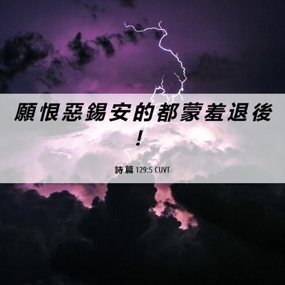 Picture 06 - 詩 篇 129:5 CUVT - 願 恨 惡 錫 安 的 都 蒙 羞 退 後 - Bible Verse Picture