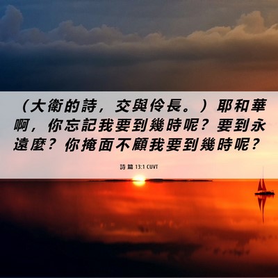 Picture 06 - 詩 篇 13:1 CUVT - （ 大 衛 的 詩 ， 交 與 伶 長 。 ） - Bible Verse Picture