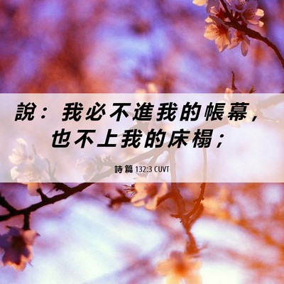 Picture 06 - 詩 篇 132:3 CUVT - 說 ： 我 必 不 進 我 的 帳 幕 ， 也 - Bible Verse Picture
