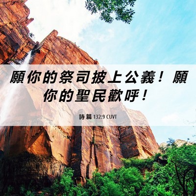 Picture 06 - 詩 篇 132:9 CUVT - 願 你 的 祭 司 披 上 公 義 ！ 願 你 - Bible Verse Picture