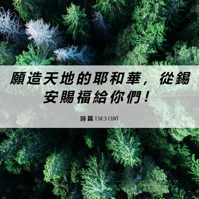 Picture 06 - 詩 篇 134:3 CUVT - 願 造 天 地 的 耶 和 華 ， 從 錫 安 - Bible Verse Picture