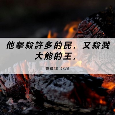 Picture 06 - 詩 篇 135:10 CUVT - 他 擊 殺 許 多 的 民 ， 又 殺 戮 大 - Bible Verse Picture