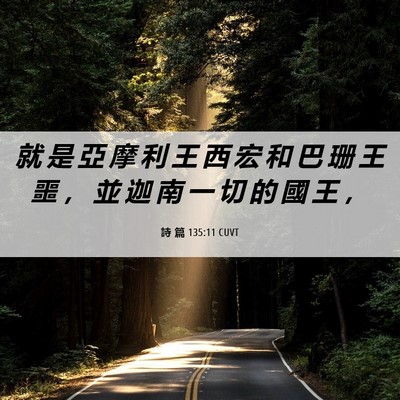 Picture 06 - 詩 篇 135:11 CUVT - 就 是 亞 摩 利 王 西 宏 和 巴 珊 王 - Bible Verse Picture