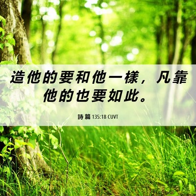 Picture 06 - 詩 篇 135:18 CUVT - 造 他 的 要 和 他 一 樣 ， 凡 靠 他 - Bible Verse Picture