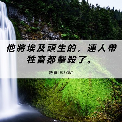 Picture 06 - 詩 篇 135:8 CUVT - 他 將 埃 及 頭 生 的 ， 連 人 帶 牲 - Bible Verse Picture