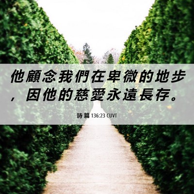 Picture 06 - 詩 篇 136:23 CUVT - 他 顧 念 我 們 在 卑 微 的 地 步 ， - Bible Verse Picture