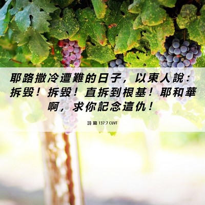 Picture 06 - 詩 篇 137:7 CUVT - 耶 路 撒 冷 遭 難 的 日 子 ， 以 東 - Bible Verse Picture