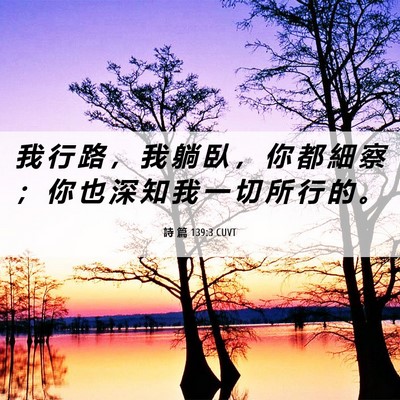 Picture 06 - 詩 篇 139:3 CUVT - 我 行 路 ， 我 躺 臥 ， 你 都 細 察 - Bible Verse Picture