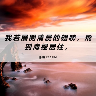 Picture 06 - 詩 篇 139:9 CUVT - 我 若 展 開 清 晨 的 翅 膀 ， 飛 到 - Bible Verse Picture