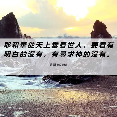 Picture 06 - 詩 篇 14:2 CUVT - 耶 和 華 從 天 上 垂 看 世 人 ， 要 - Bible Verse Picture
