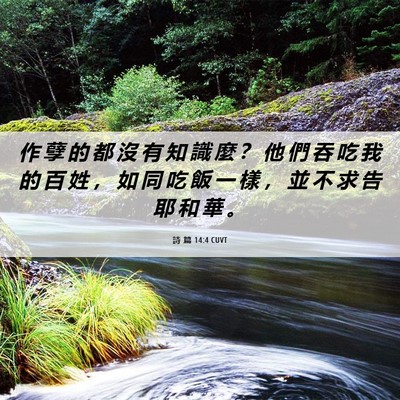 Picture 06 - 詩 篇 14:4 CUVT - 作 孽 的 都 沒 有 知 識 麼 ？ 他 們 - Bible Verse Picture
