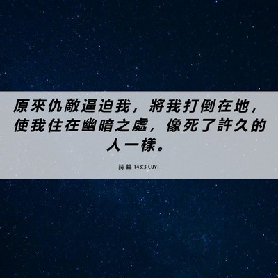 Picture 06 - 詩 篇 143:3 CUVT - 原 來 仇 敵 逼 迫 我 ， 將 我 打 倒 - Bible Verse Picture