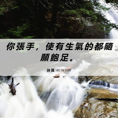 Picture 06 - 詩 篇 145:16 CUVT - 你 張 手 ， 使 有 生 氣 的 都 隨 願 - Bible Verse Picture