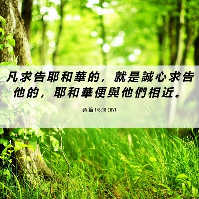 Picture 06 - 詩 篇 145:18 CUVT - 凡 求 告 耶 和 華 的 ， 就 是 誠 心 - Bible Verse Picture
