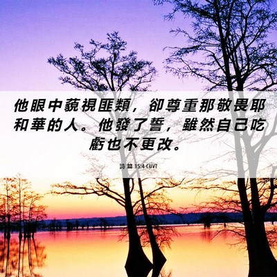 Picture 06 - 詩 篇 15:4 CUVT - 他 眼 中 藐 視 匪 類 ， 卻 尊 重 那 - Bible Verse Picture