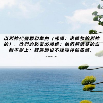 Picture 06 - 詩 篇 16:4 CUVT - 以 別 神 代 替 耶 和 華 的 （ 或 譯 - Bible Verse Picture