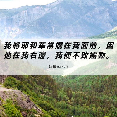 Picture 06 - 詩 篇 16:8 CUVT - 我 將 耶 和 華 常 擺 在 我 面 前 ， - Bible Verse Picture