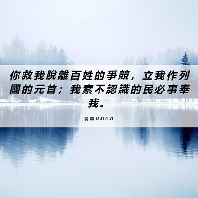 Picture 06 - 詩 篇 18:43 CUVT - 你 救 我 脫 離 百 姓 的 爭 競 ， 立 - Bible Verse Picture