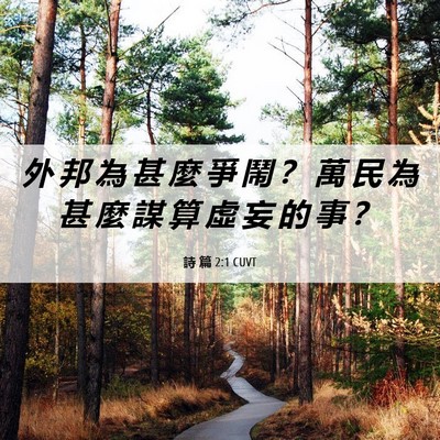 Picture 06 - 詩 篇 2:1 CUVT - 外 邦 為 甚 麼 爭 鬧 ？ 萬 民 為 甚 - Bible Verse Picture