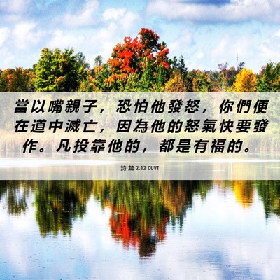 Picture 06 - 詩 篇 2:12 CUVT - 當 以 嘴 親 子 ， 恐 怕 他 發 怒 ， - Bible Verse Picture