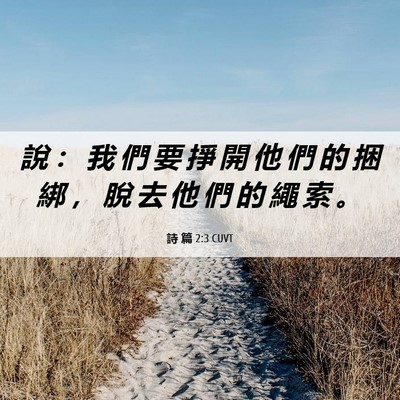 Picture 06 - 詩 篇 2:3 CUVT - 說 ： 我 們 要 掙 開 他 們 的 捆 綁 - Bible Verse Picture