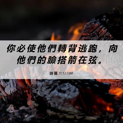 Picture 06 - 詩 篇 21:12 CUVT - 你 必 使 他 們 轉 背 逃 跑 ， 向 他 - Bible Verse Picture