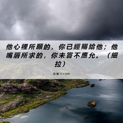 Picture 06 - 詩 篇 21:2 CUVT - 他 心 裡 所 願 的 ， 你 已 經 賜 給 - Bible Verse Picture
