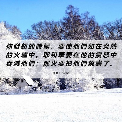 Picture 06 - 詩 篇 21:9 CUVT - 你 發 怒 的 時 候 ， 要 使 他 們 如 - Bible Verse Picture