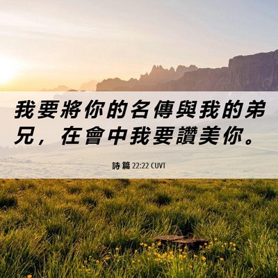 Picture 06 - 詩 篇 22:22 CUVT - 我 要 將 你 的 名 傳 與 我 的 弟 兄 - Bible Verse Picture